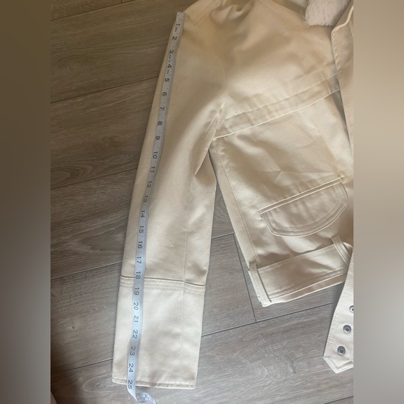 Gap Women Moto Zip Biker Jacket Fur Collar Ivory - Picture 12 of 12